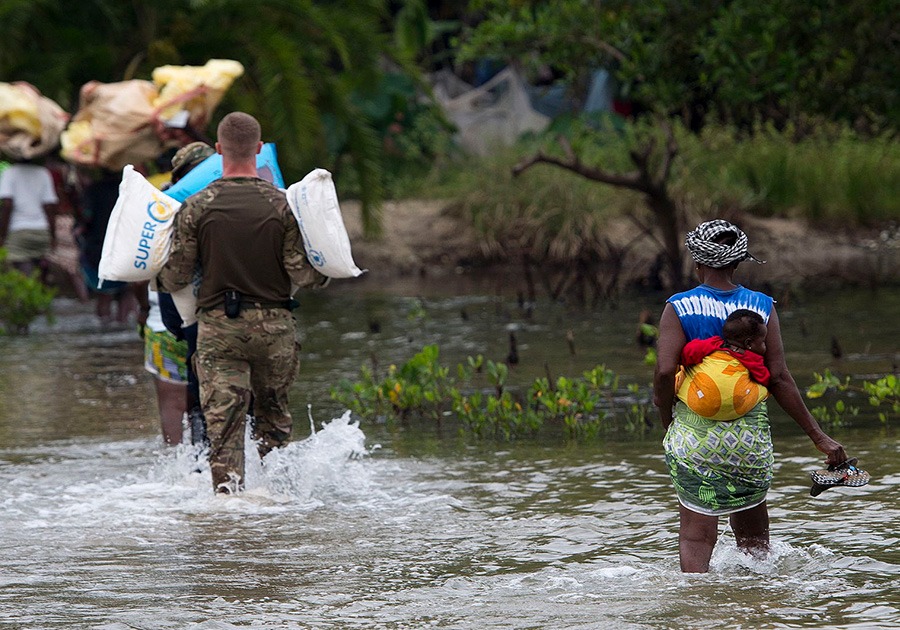 food aid in river