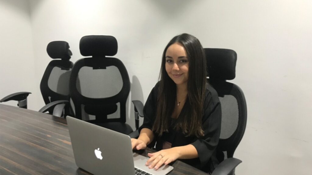 valentina at desk